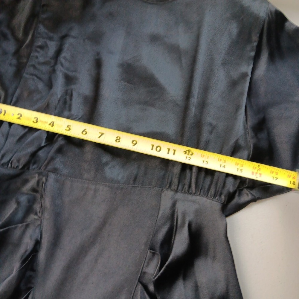 Satin Dress XS Black Witchy Gathered V Waist Sheath Vampire Vampgoth Stevie Nick - Picture 7 of 13